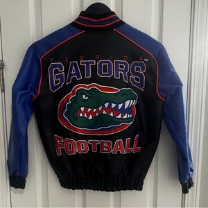 Florida Gators Football Faux Leather Jacket - Black and Blue
